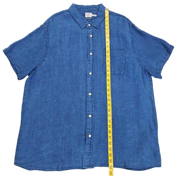 NWT Faherty Shirt Mens XXL Blue Linen Palma Short Sleeve Coastal Casual Nautical - Picture 9 of 11